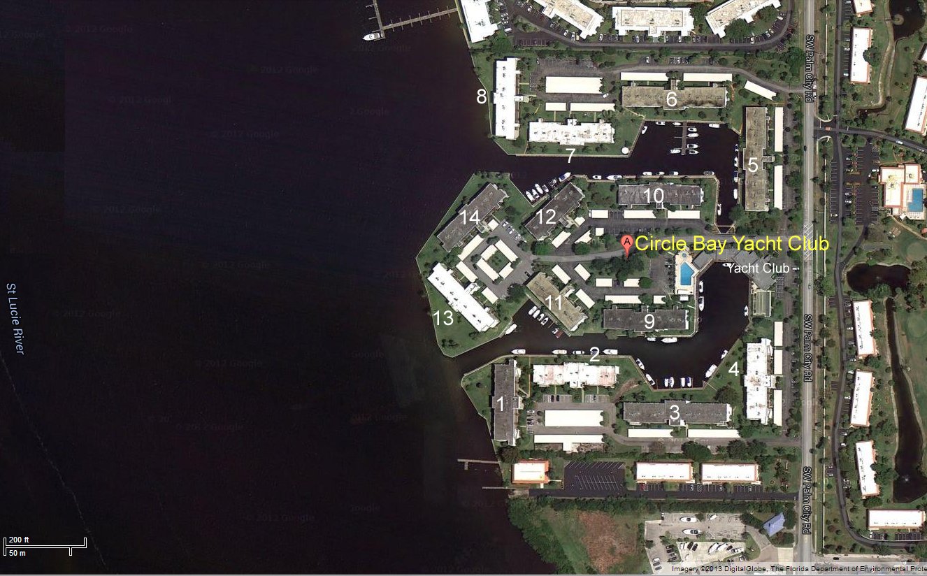 Aerial photo of Circle Bay Yacht Club I II & III