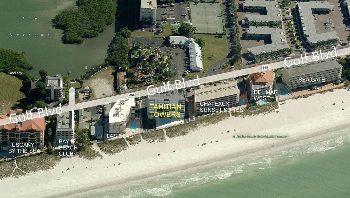 Aerial photo of Tahitian Towers