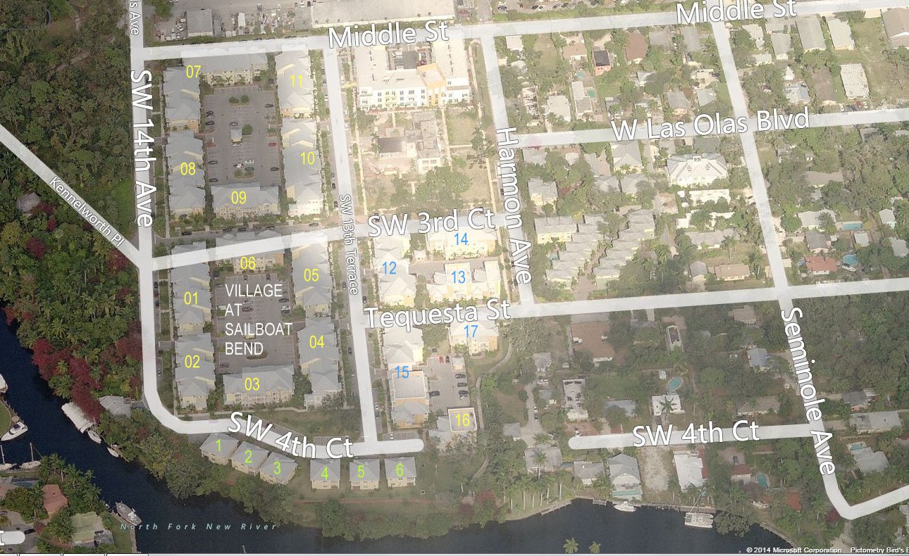 Aerial photo of Village at Sailboat Bend