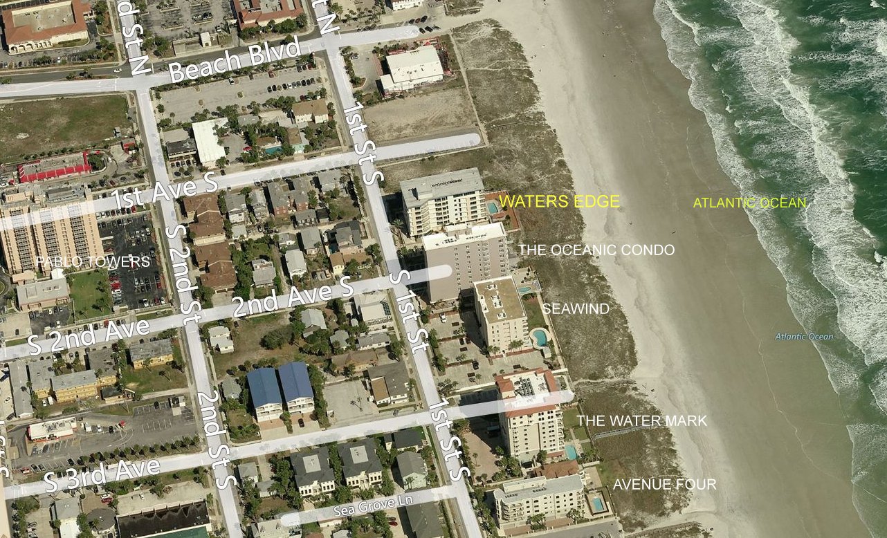 Aerial photo of Waters Edge Oceanfront