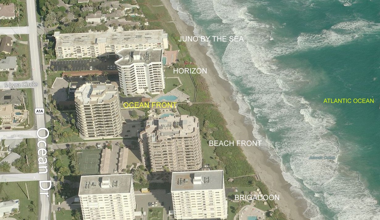 Aerial photo of Ocean Front at Juno Beach