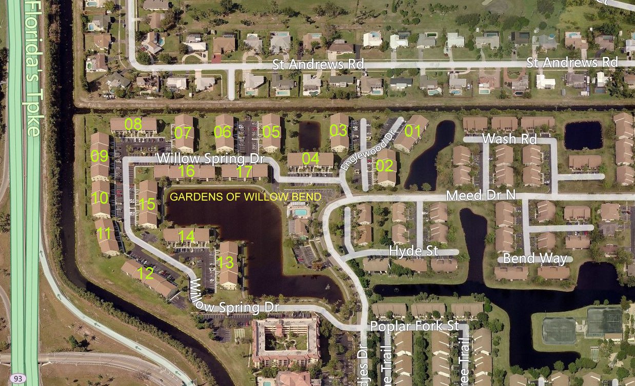 Aerial photo of Gardens of Willow Bend