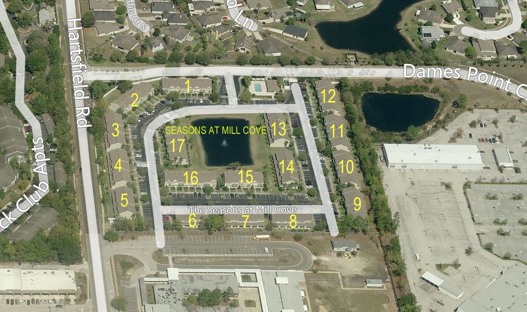 Aerial photo of Seasons at Mill Cove