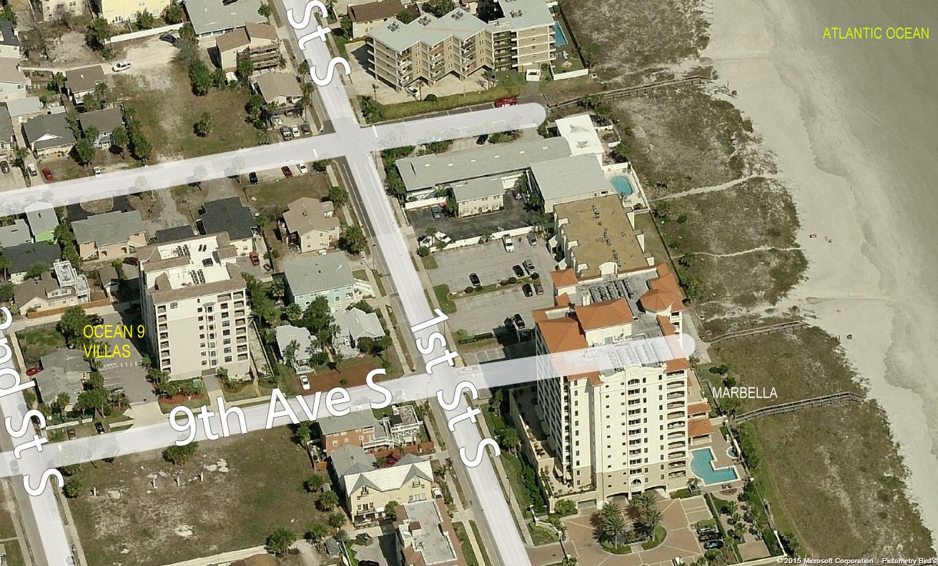 Aerial photo of Ocean 9 Villas