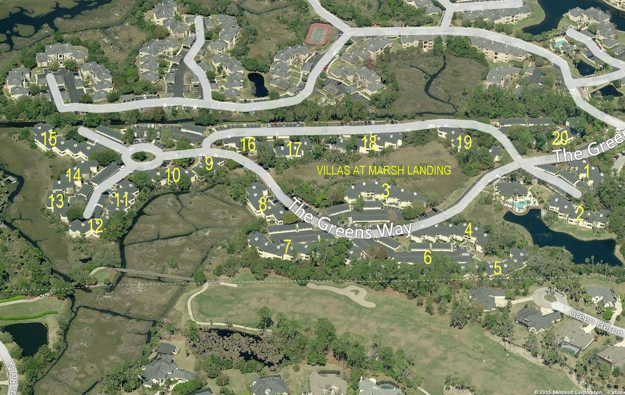 Aerial photo of Villas at Marsh Landing