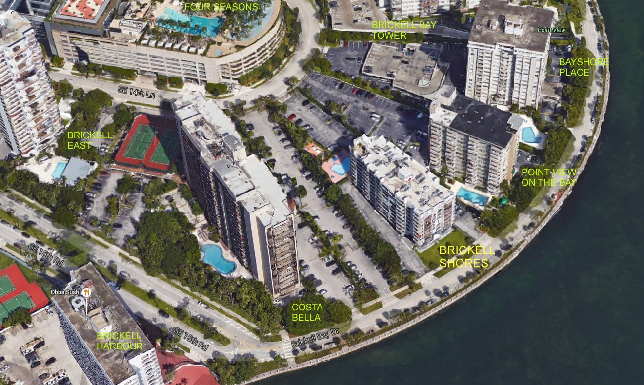 Aerial photo of Brickell Shores