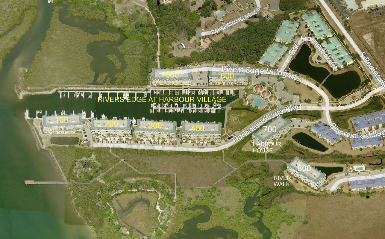 Aerial photo of Rivers Edge at Harbour Village