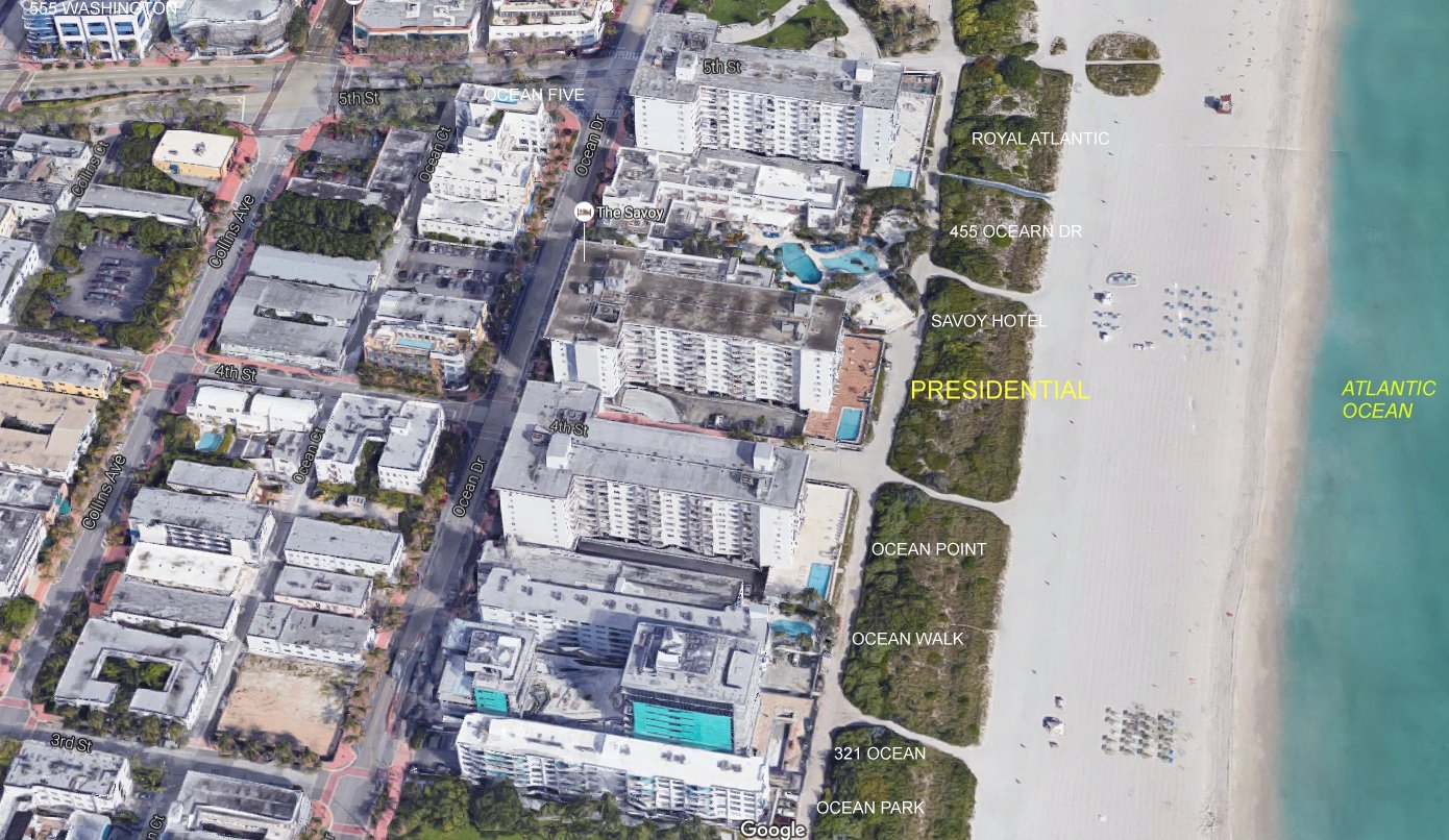 Aerial photo of Presidential Condo