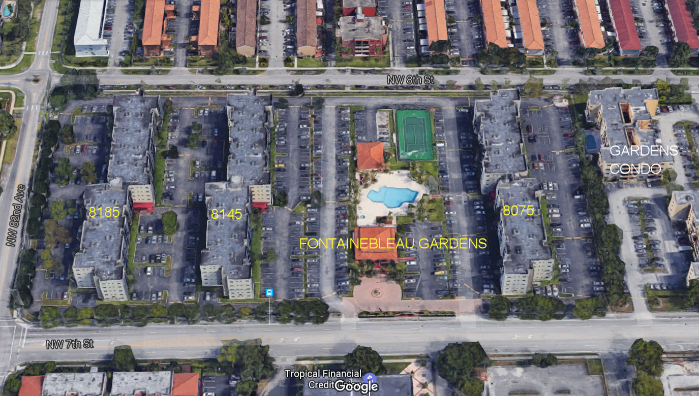 Aerial photo of Fontainebleau Gardens 8075 8145&8165