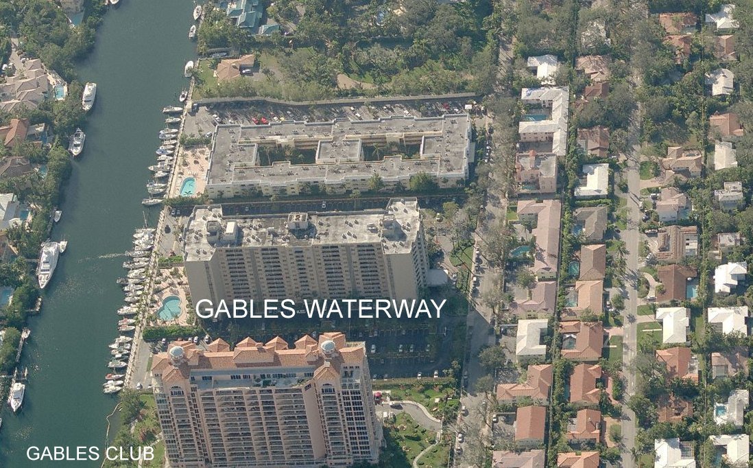 Aerial photo of Gables Waterway