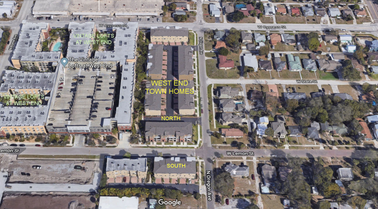 Aerial photo of West End TownHomes