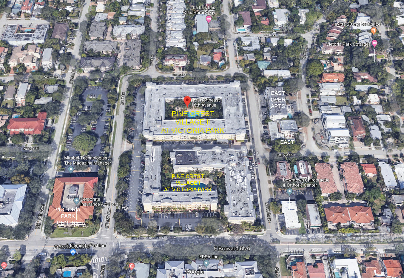 Aerial photo of Pine Crest Village II at Victoria Park