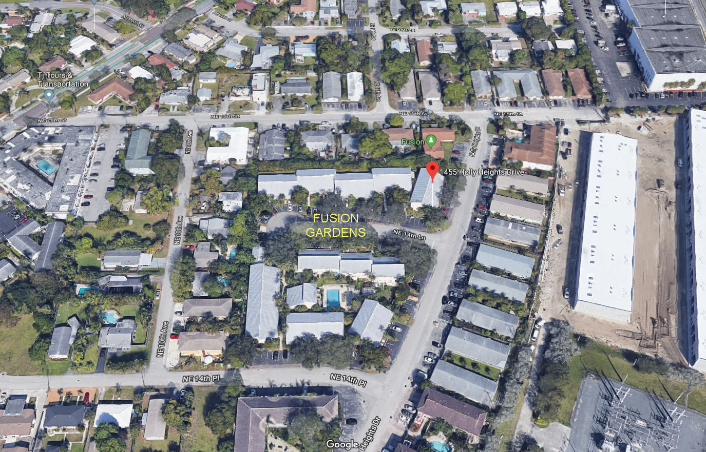 Aerial photo of Fusion Gardens