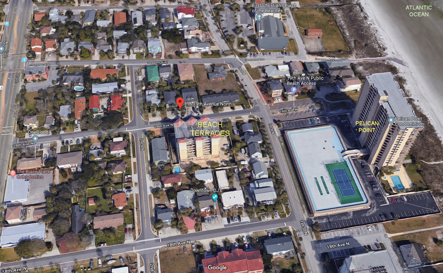 Aerial photo of Beach Terraces