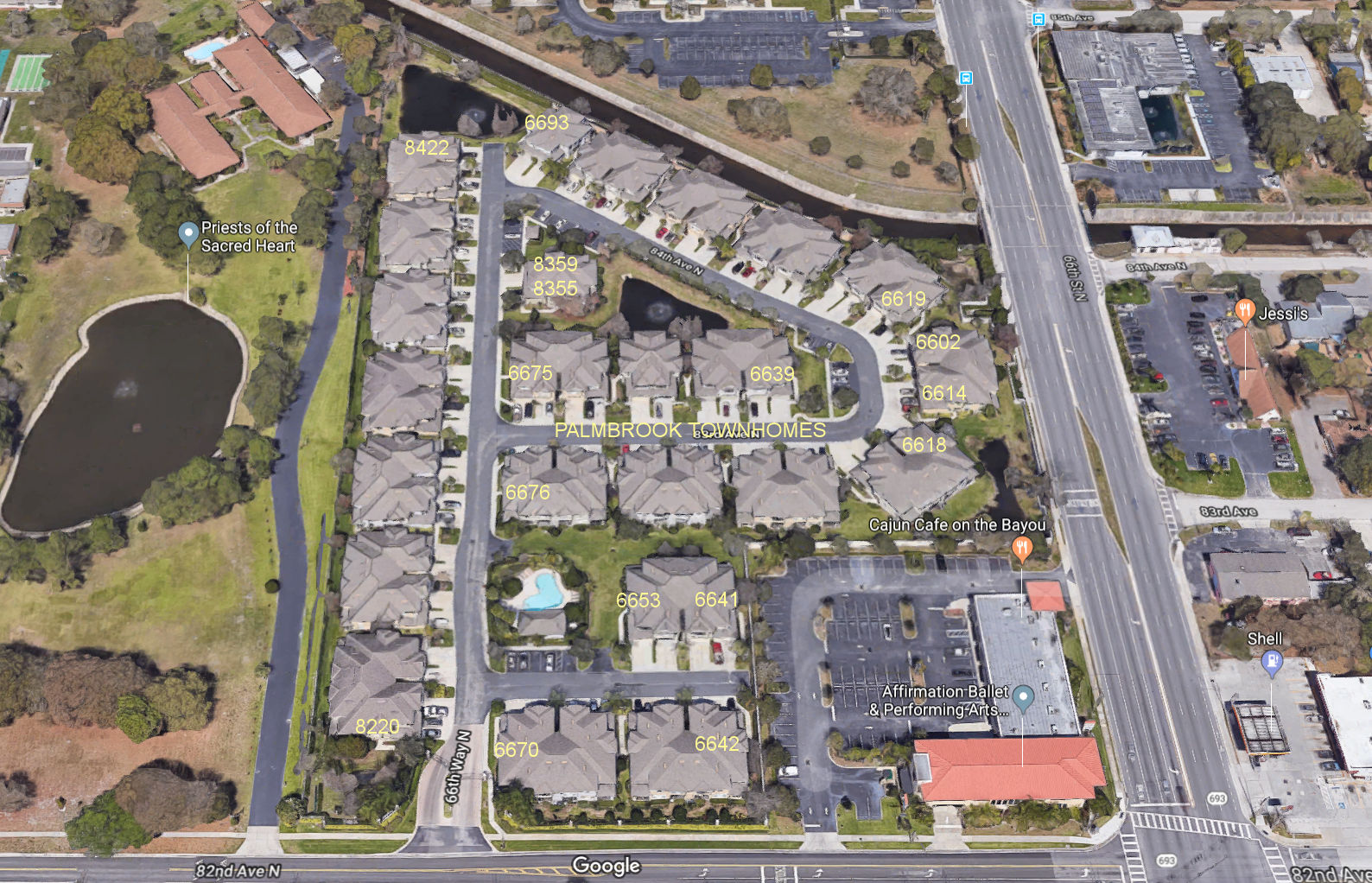 Aerial photo of Palmbrooke Townhomes