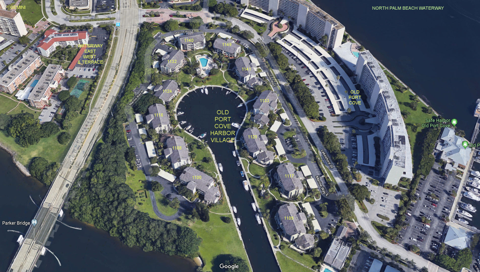 Aerial photo of Old Port Cove Harbor Village