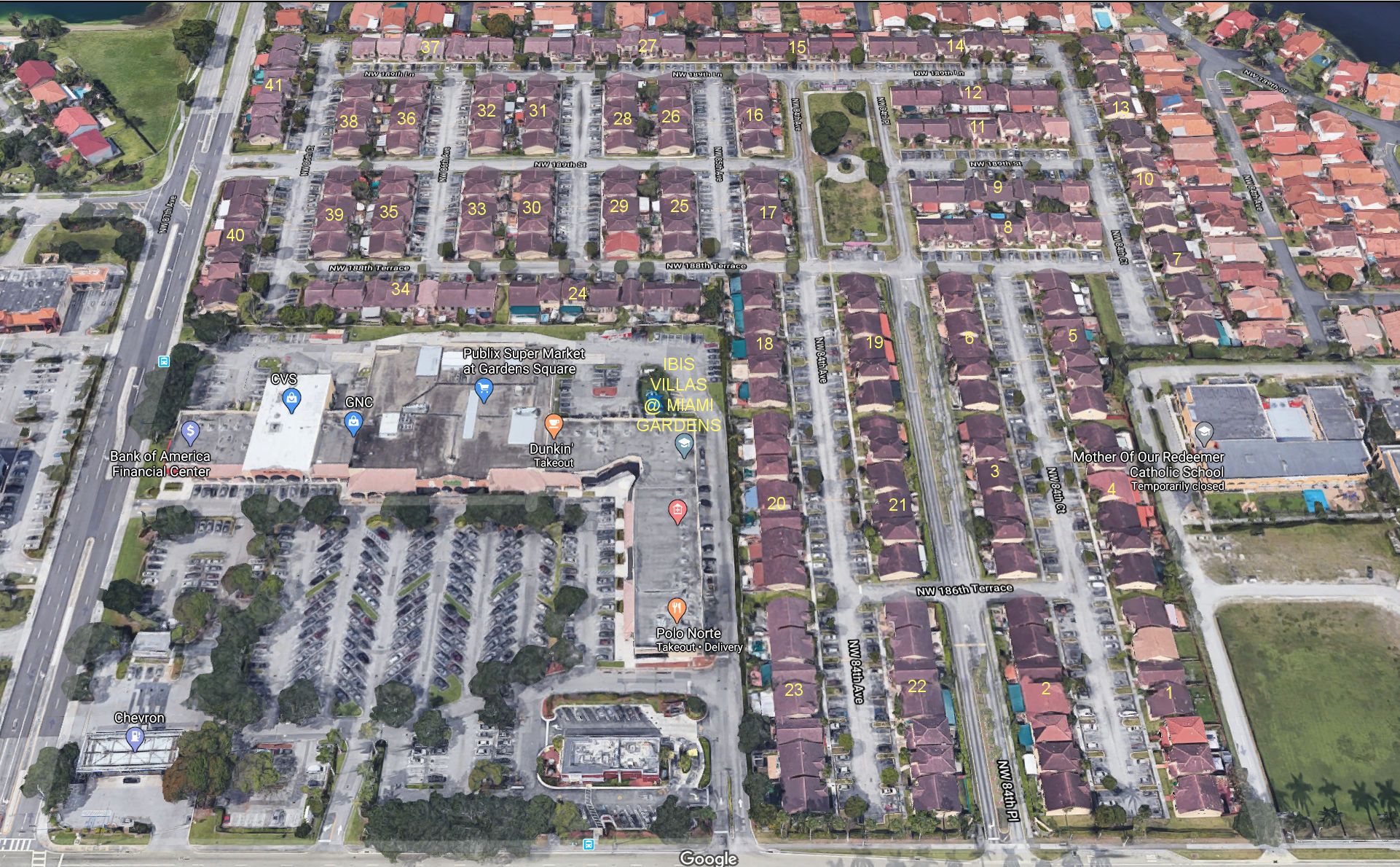 Aerial photo of Ibis Villas at Miami Gardens