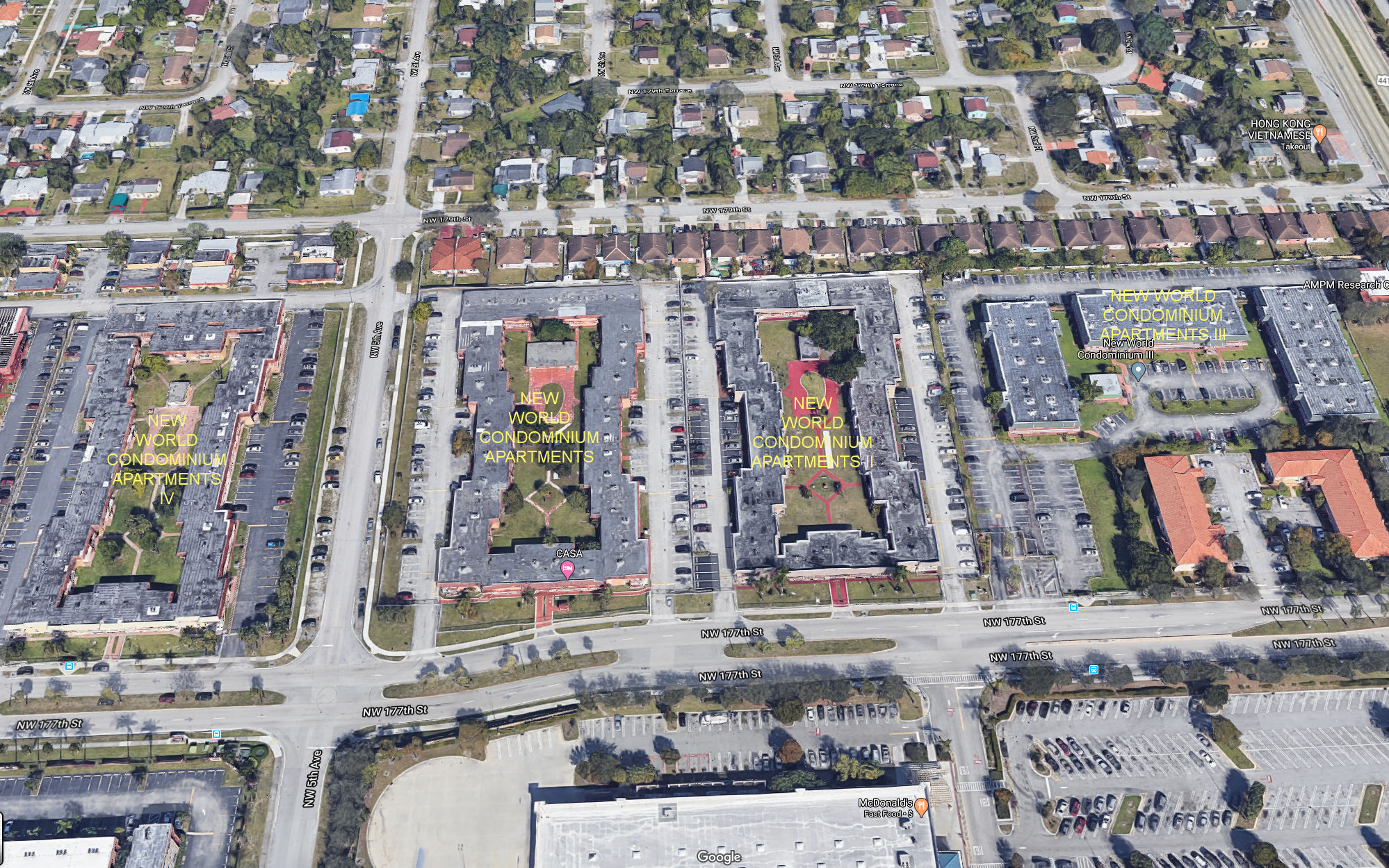 Aerial photo of New World Condo Apts II