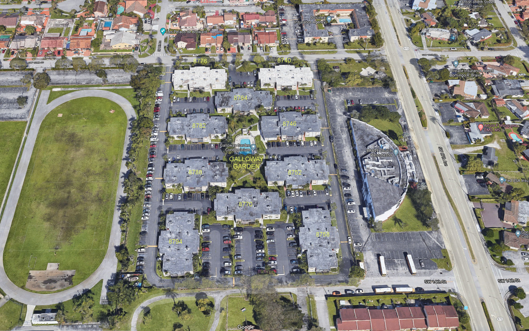 Aerial photo of Galloway Garden