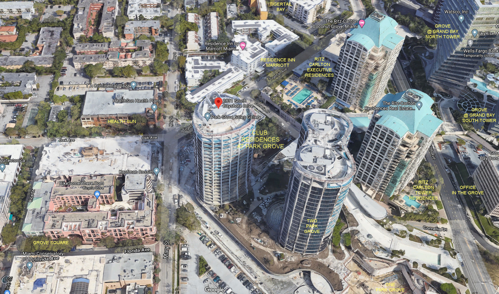 Aerial photo of Club Residences at Park Grove