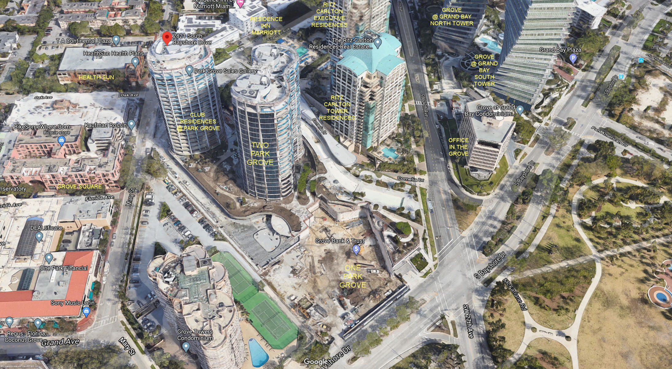 Aerial photo of Two Park Grove