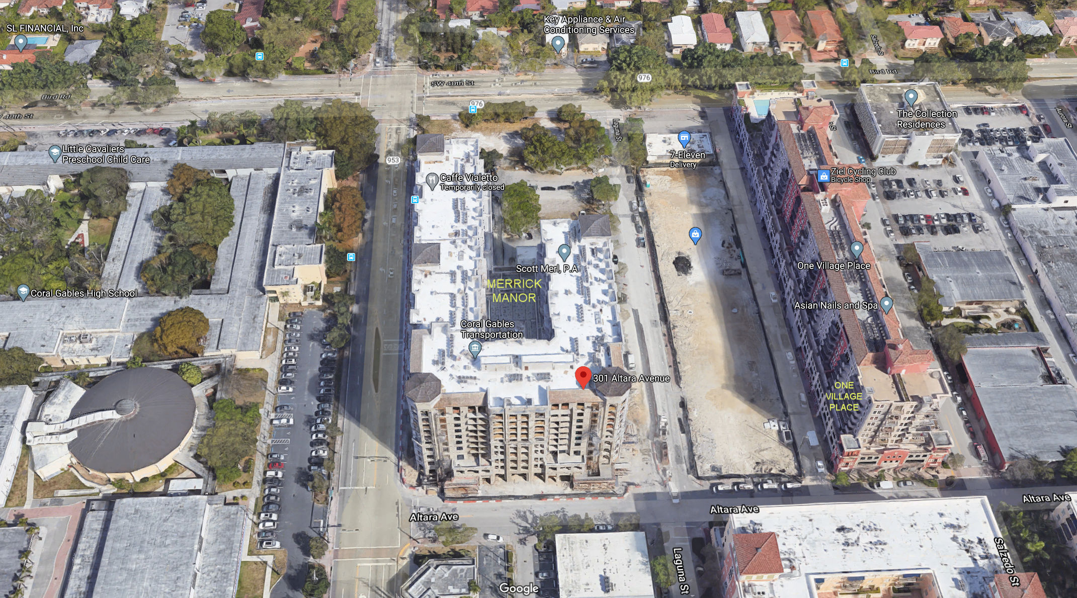 Aerial photo of Merrick Manor