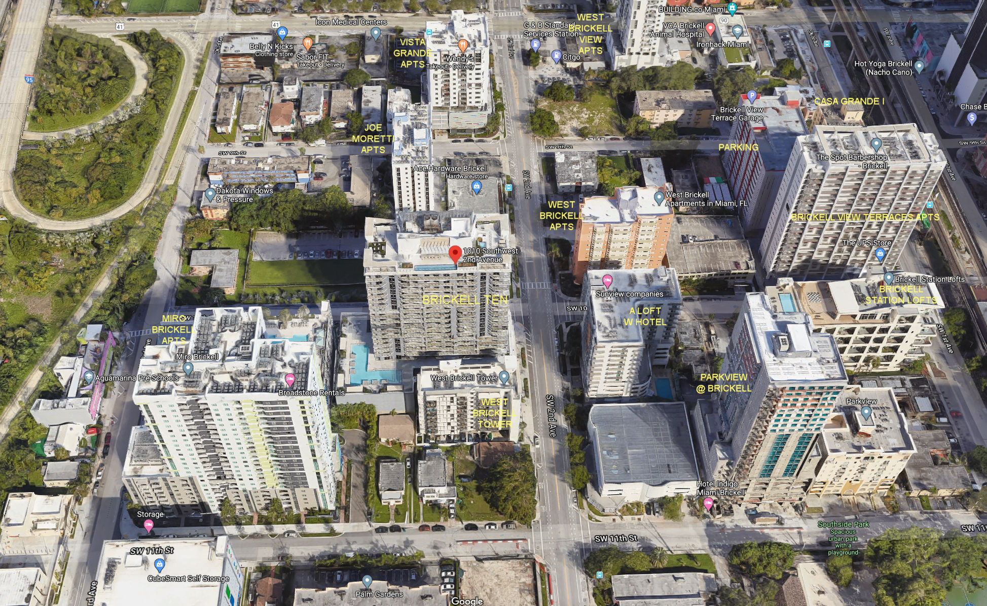 Aerial photo of Brickell Ten