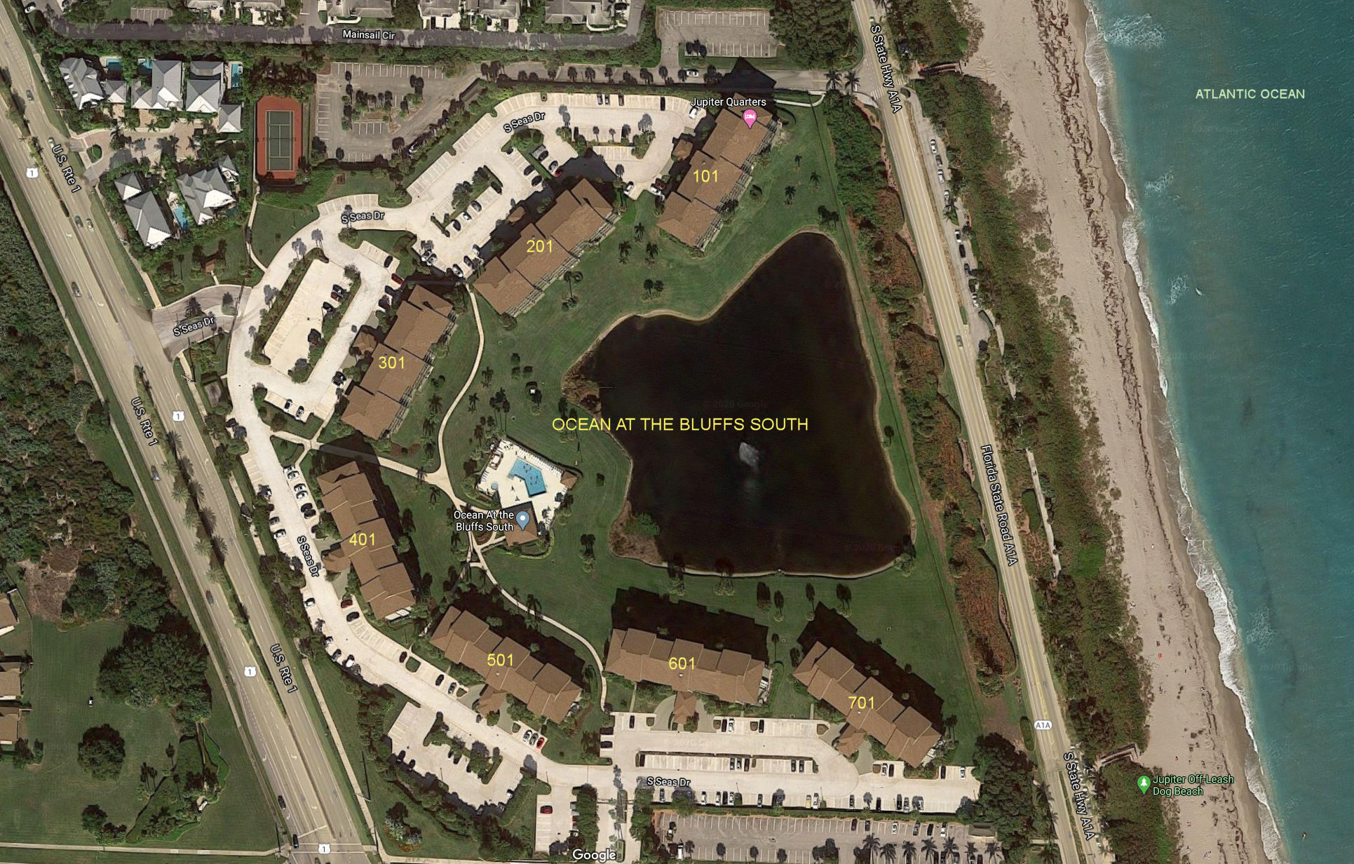 Aerial photo of Ocean at the Bluffs South (101 to 701)