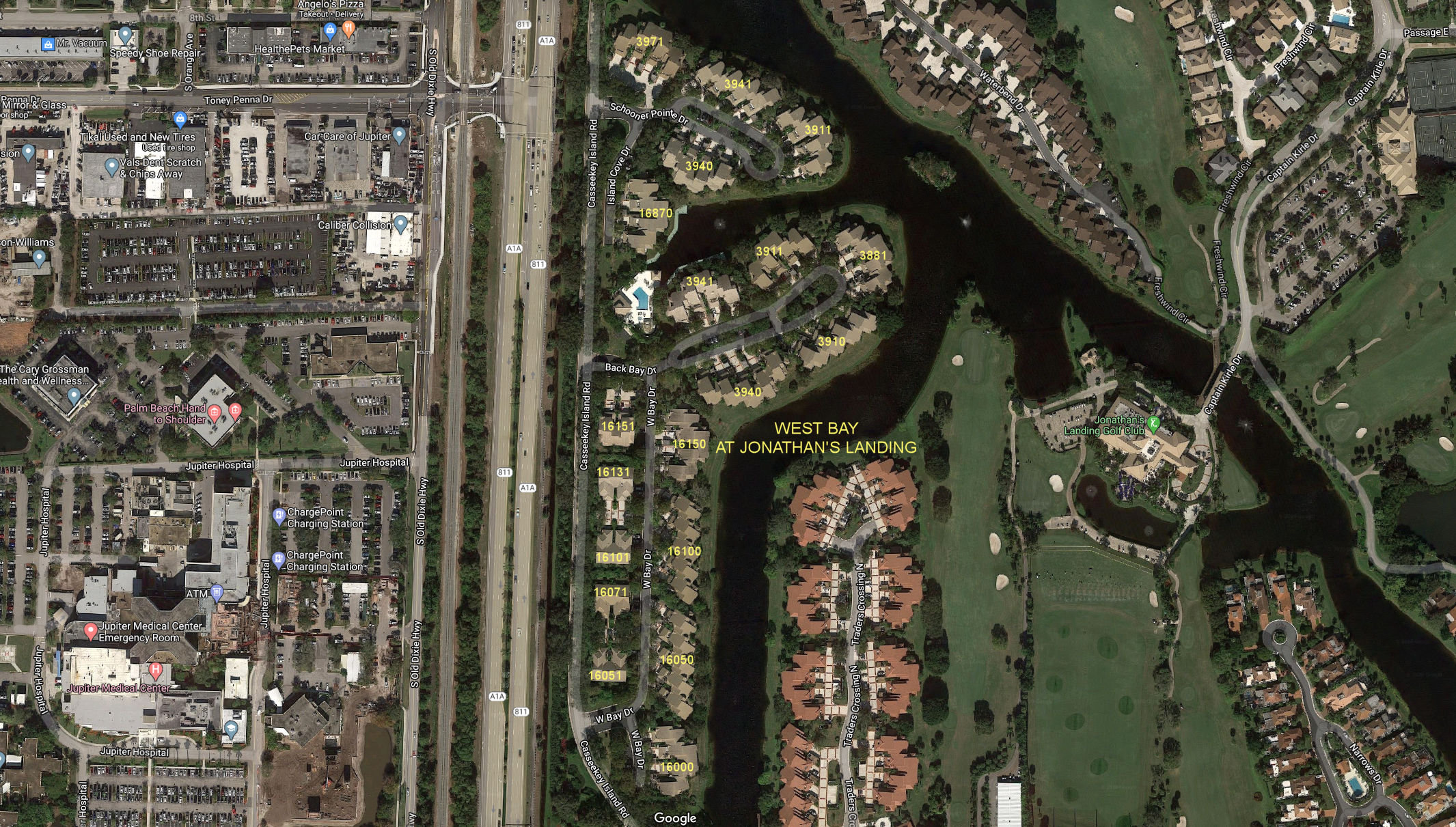 Aerial photo of West Bay at Jonathan's Landing