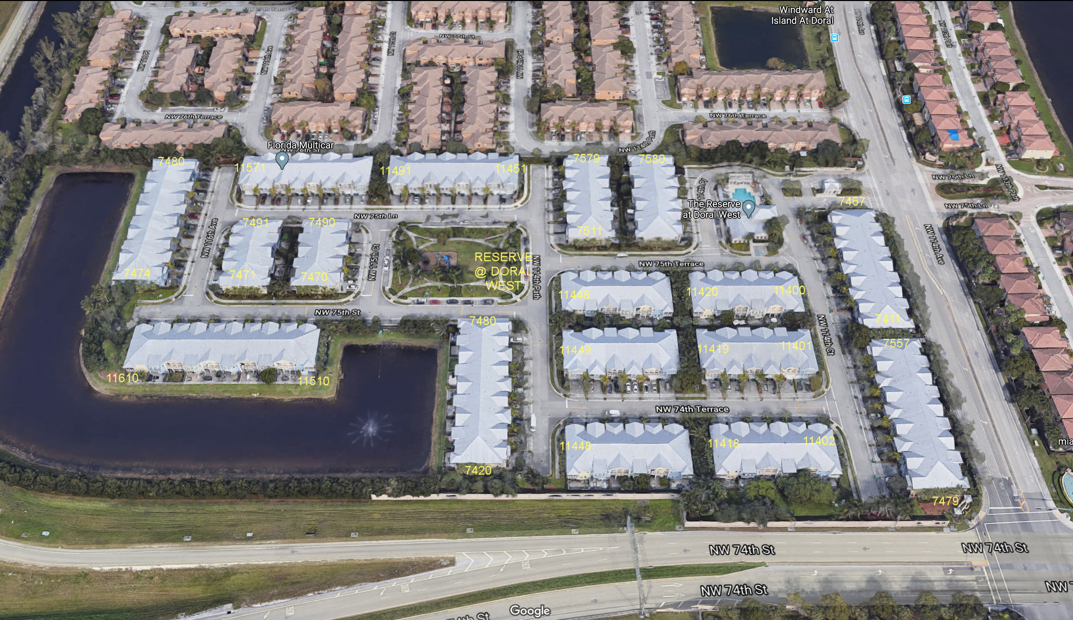 Aerial photo of Reserve at Doral West
