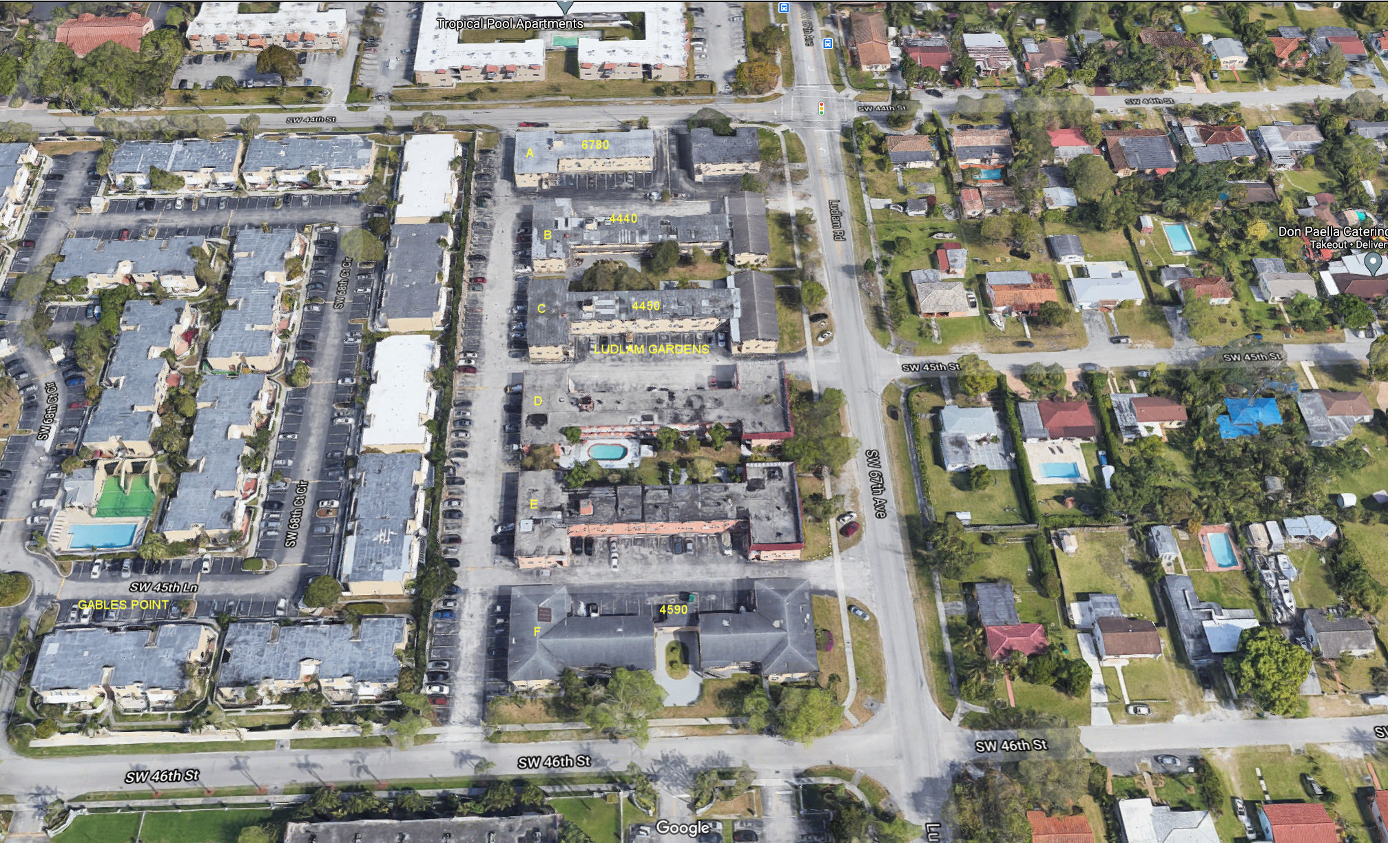 Aerial photo of Ludlam Gardens