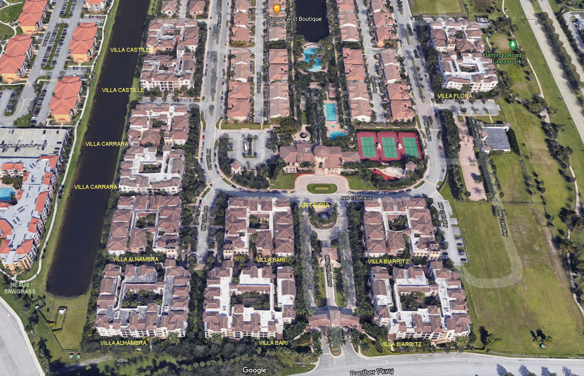 Aerial photo of Artesia Villa Carrara