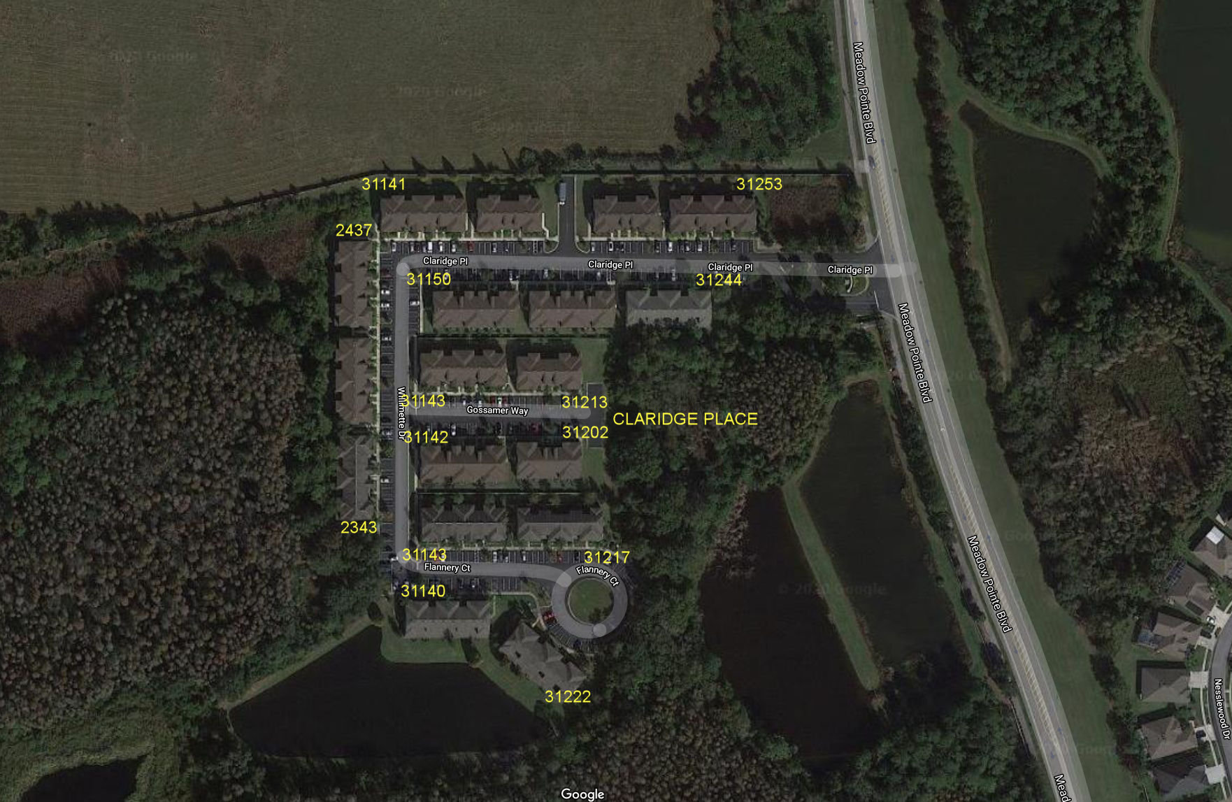 Aerial photo of Claridge Place