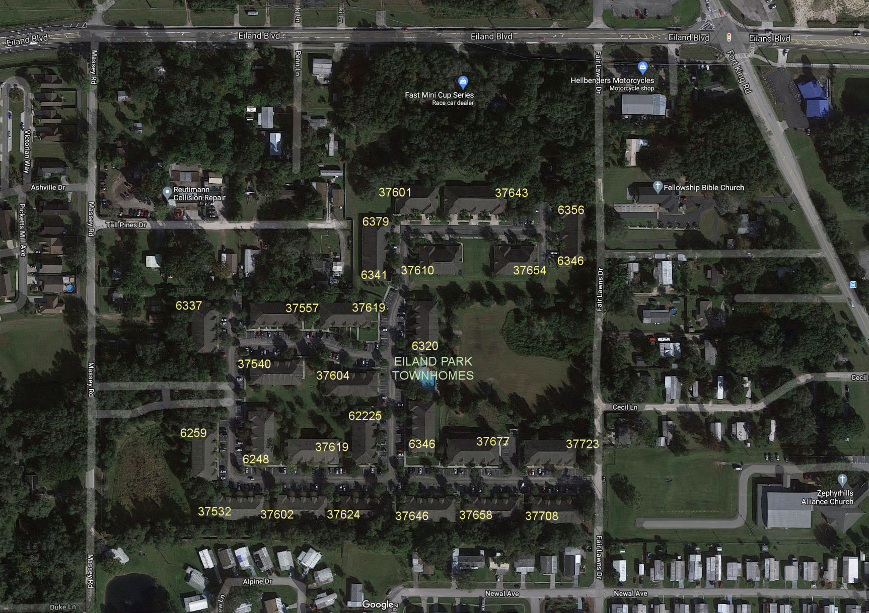 Aerial photo of Eiland Park Townhomes