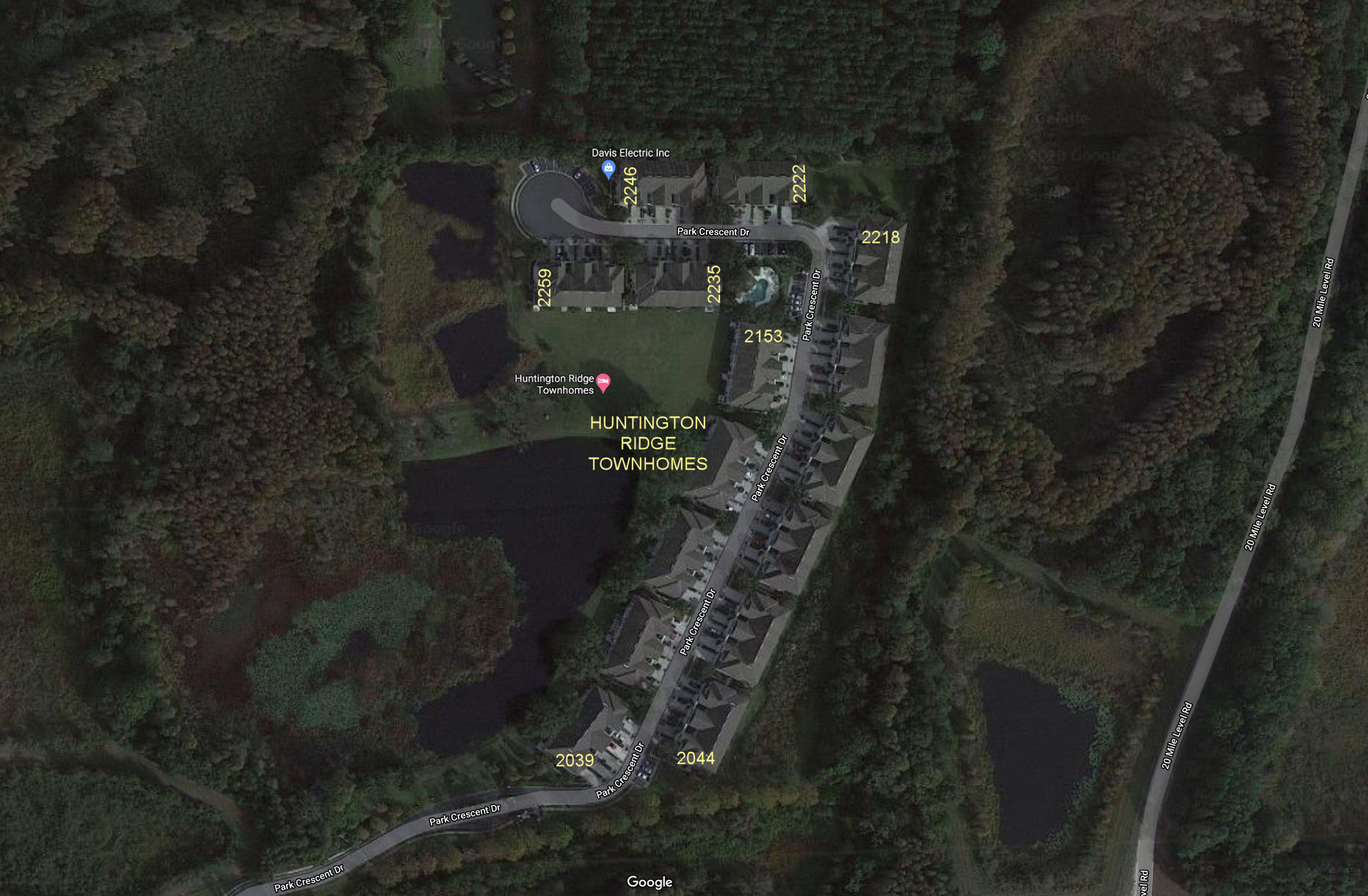 Aerial photo of Huntington Ridge Townhomes