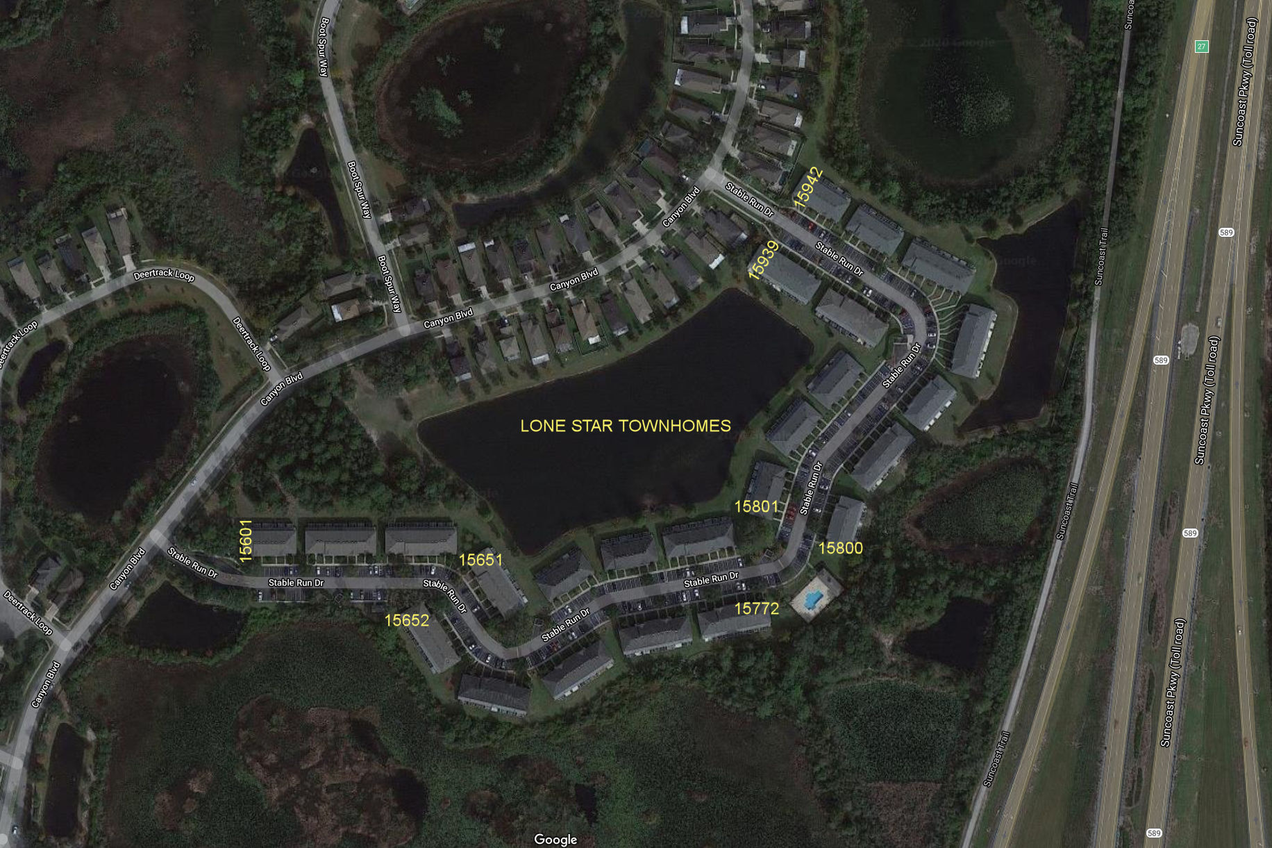 Aerial photo of Lone Star Townhomes