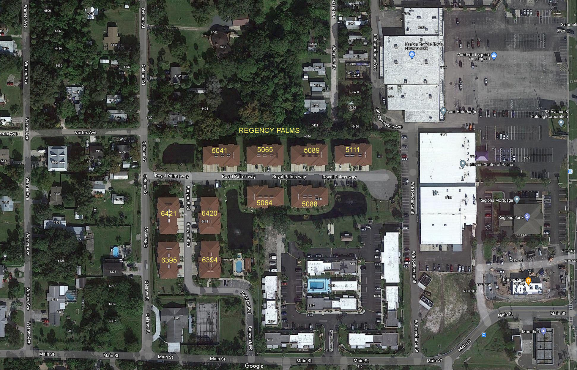 Aerial photo of Regency Palms
