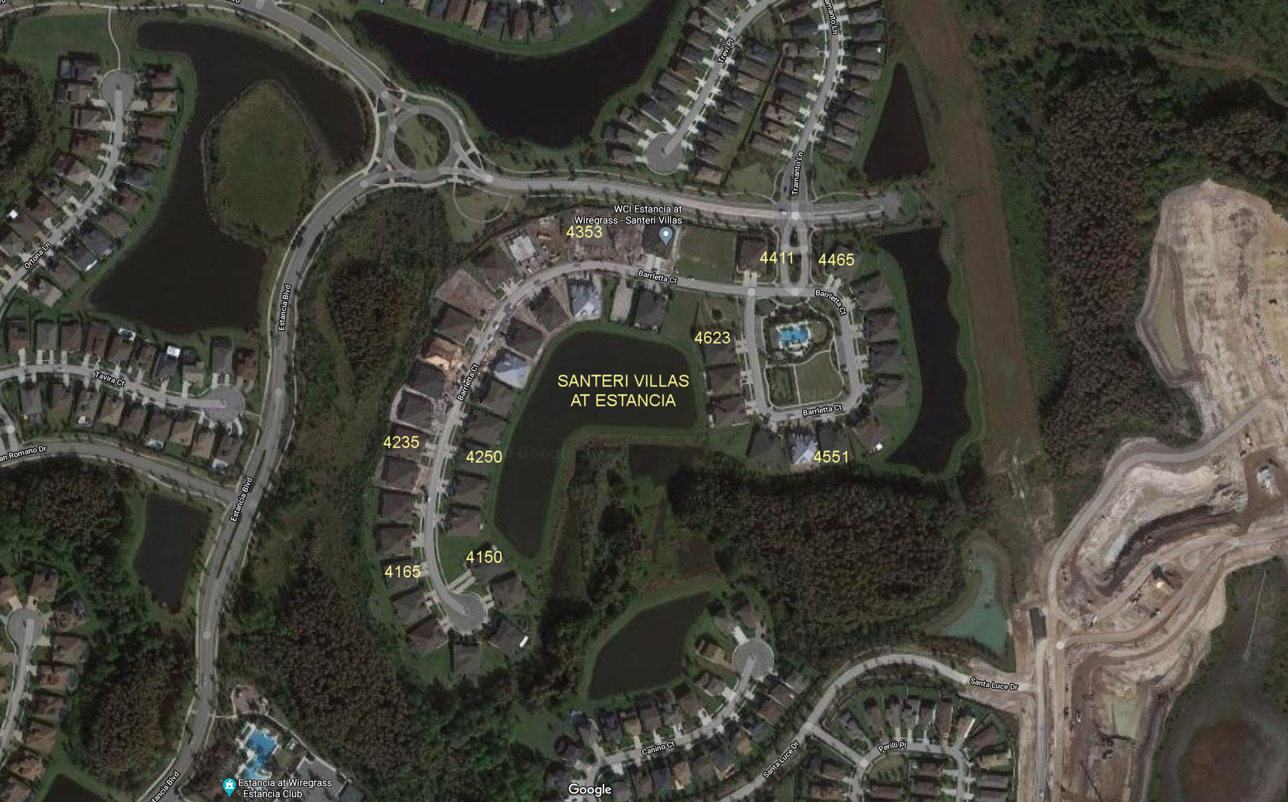 Aerial photo of Santeri Villas at Estancia