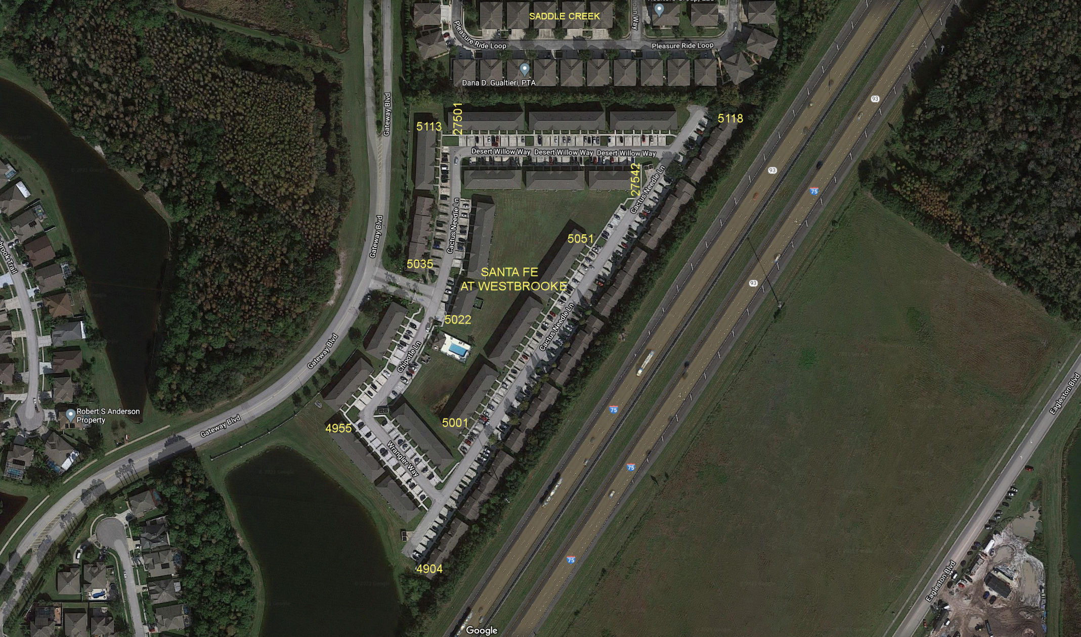 Aerial photo of Santa Fe at Westbrooke