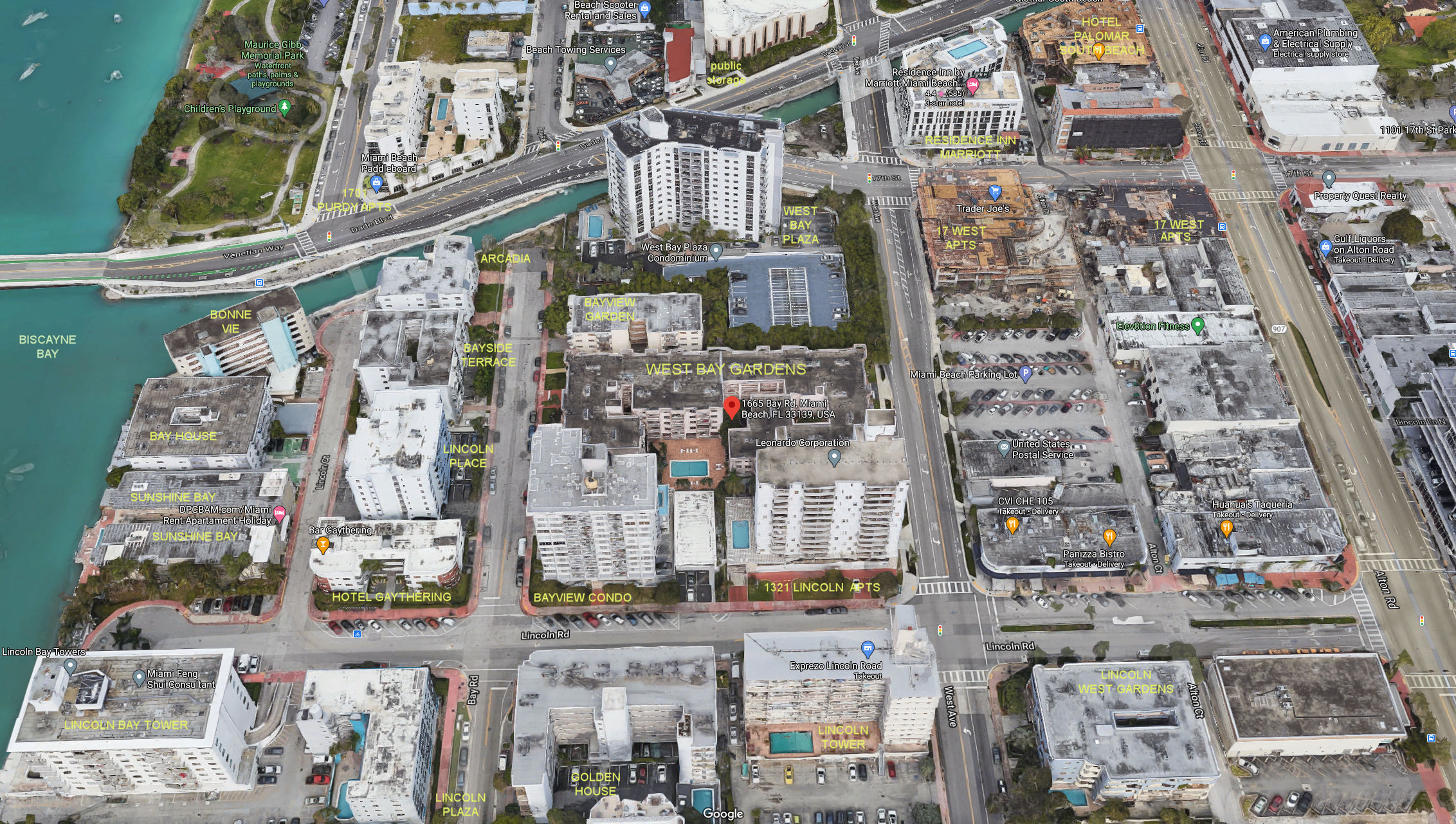 Aerial photo of West Bay Gardens