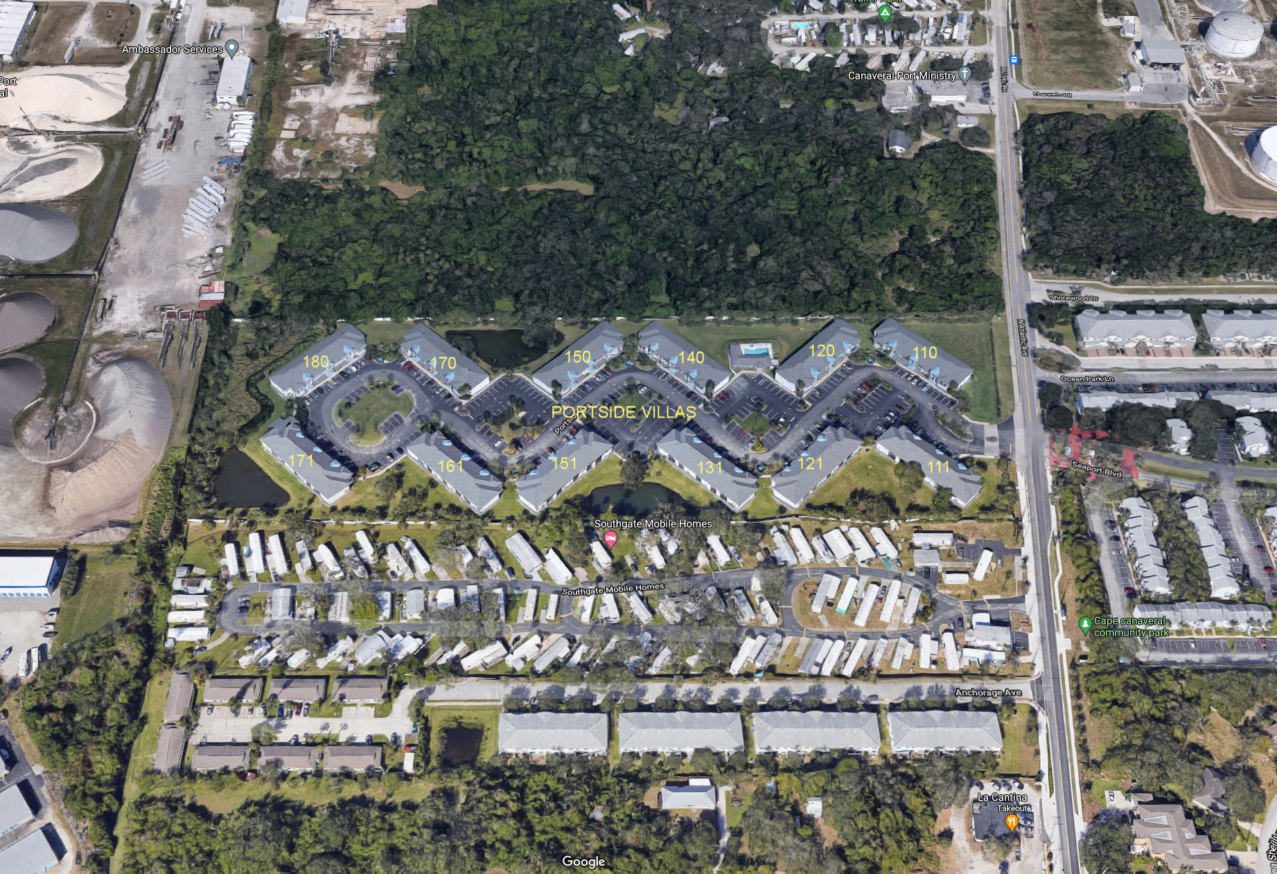 Aerial photo of Portside Villas