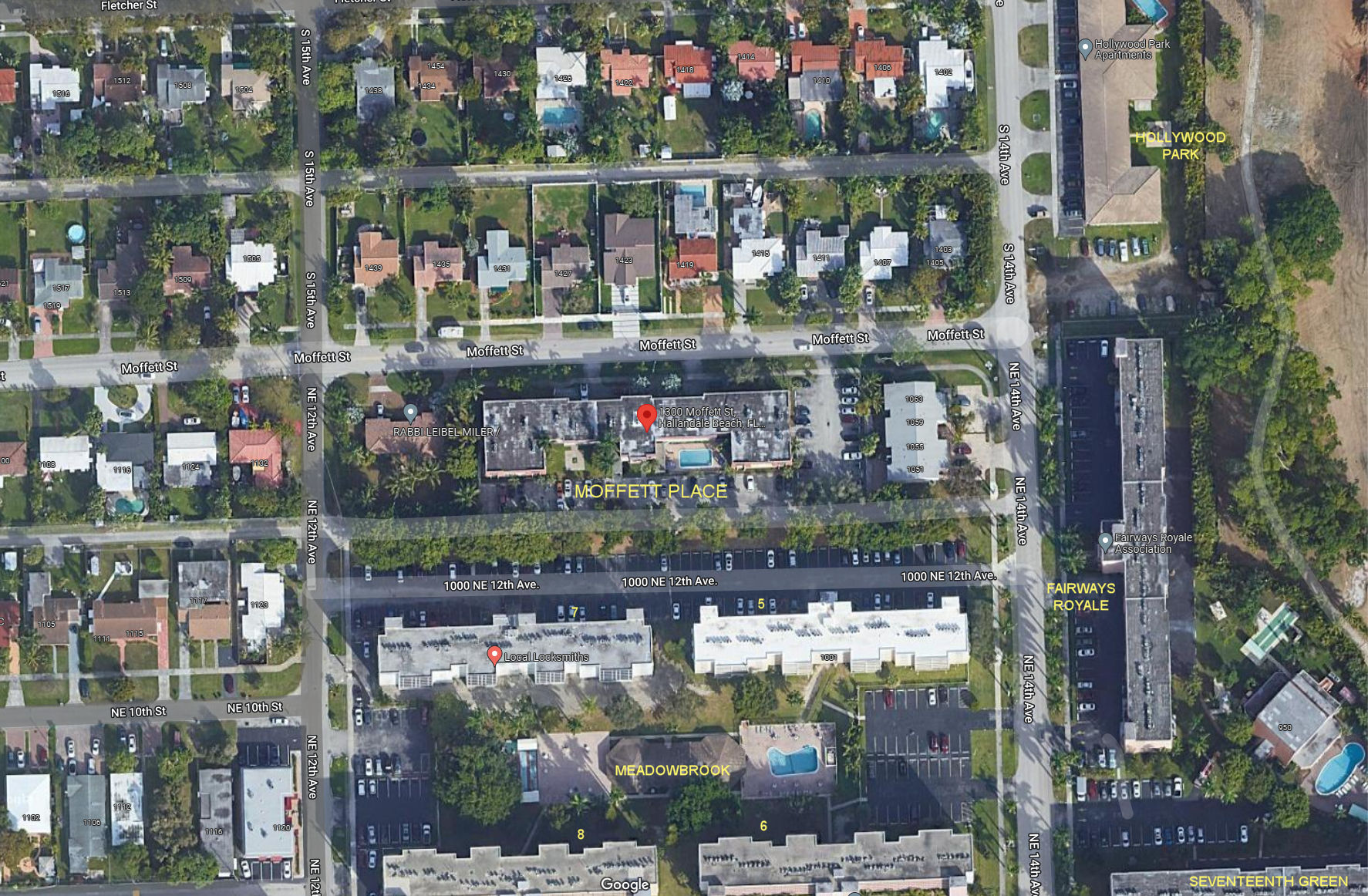 Aerial photo of Moffett Place