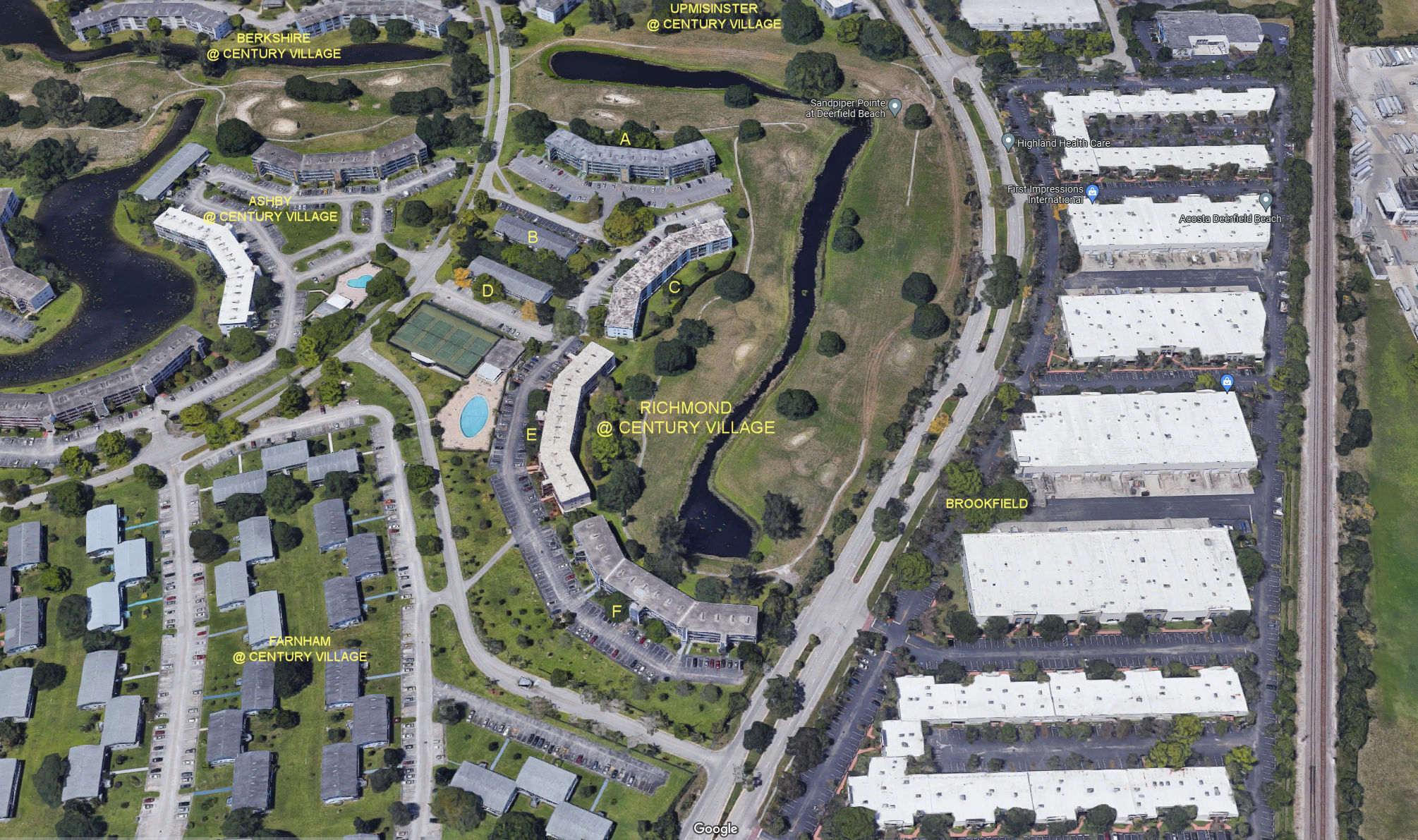 Aerial photo of Richmond at Century Village East (A to F)