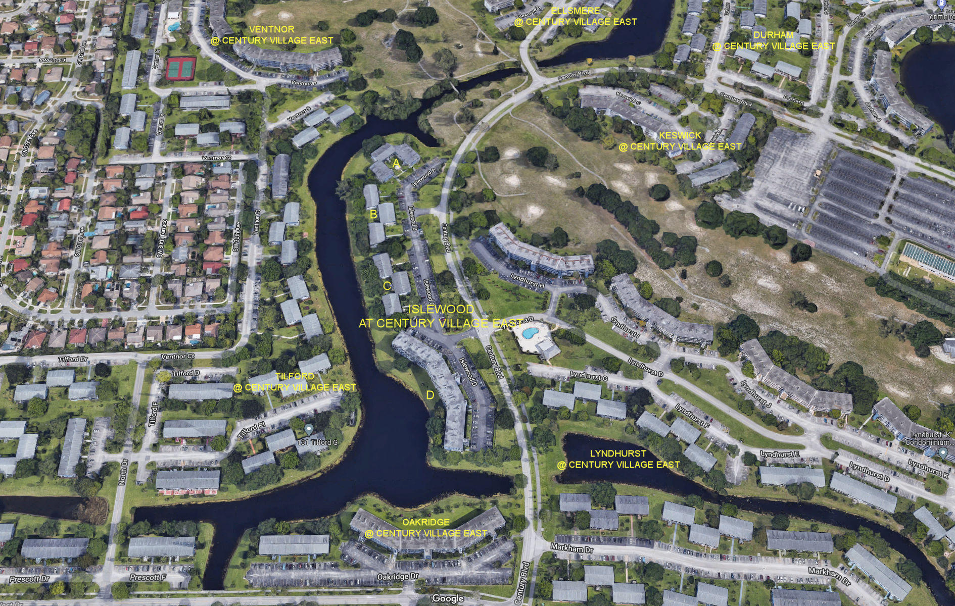 Aerial photo of Islewood at Century Village East (A to D)