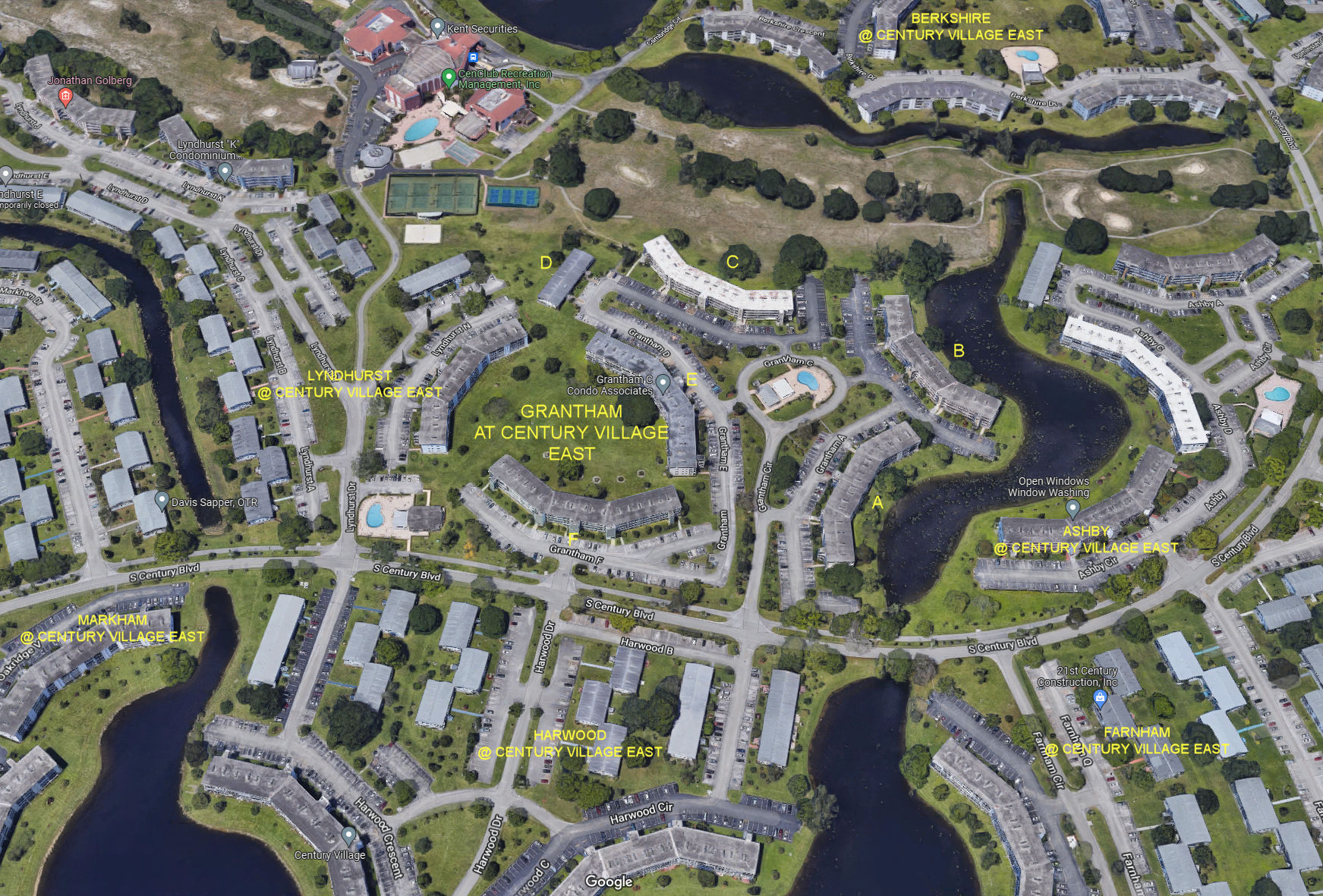 Aerial photo of Grantham at Century Village East (A to F)