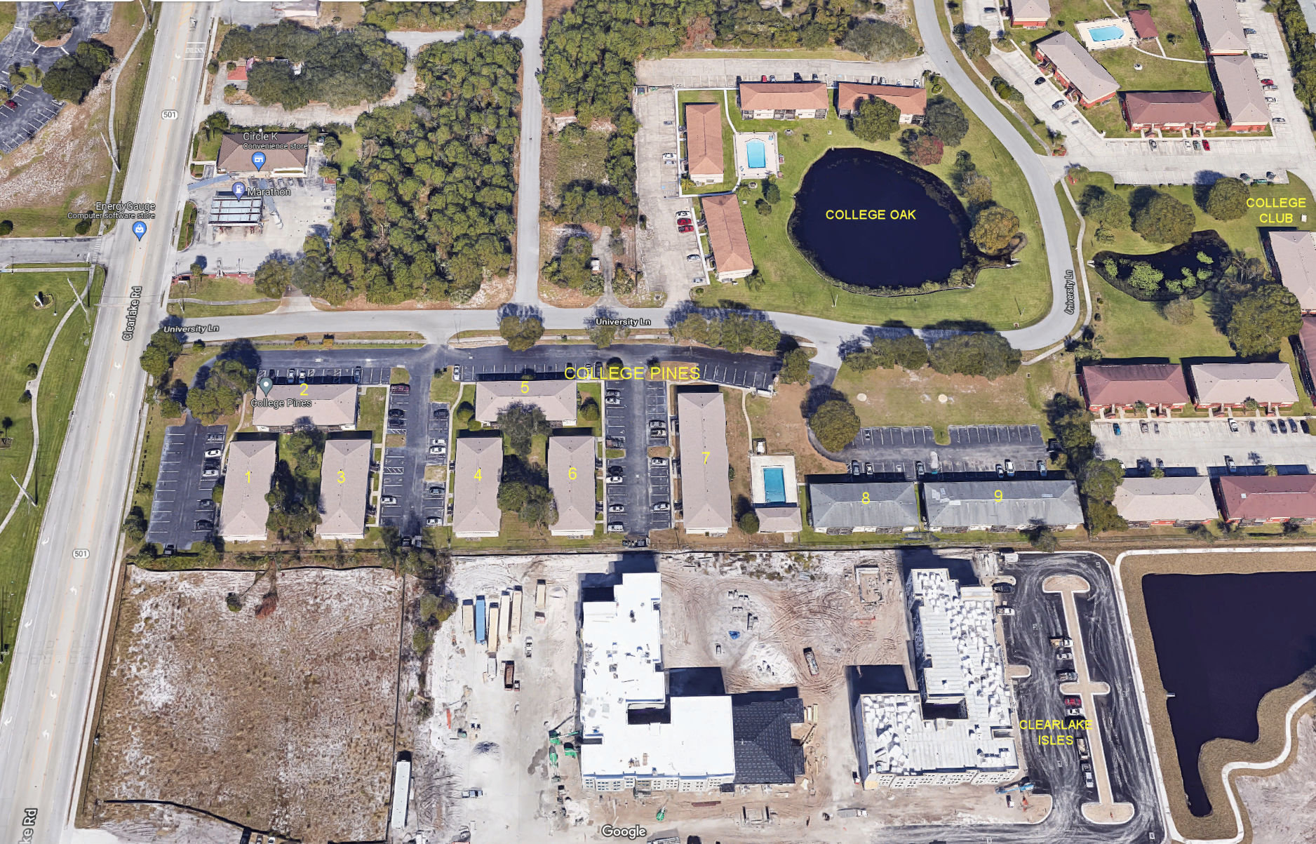 Aerial photo of College Pines