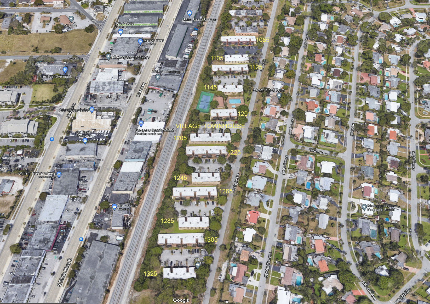 Aerial photo of Village Townhouse