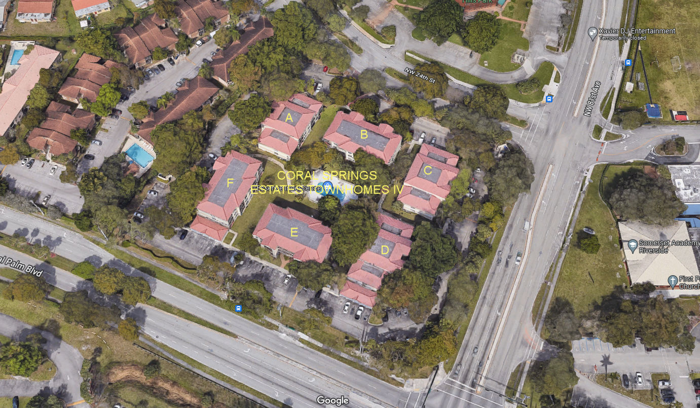 Aerial photo of Coral Springs Estate Townhomes IV