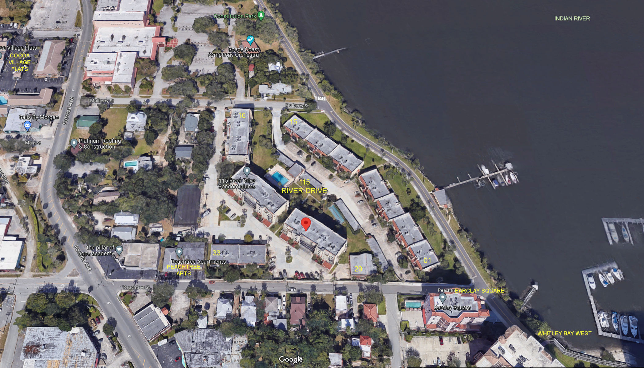 Aerial photo of 115 River Drive