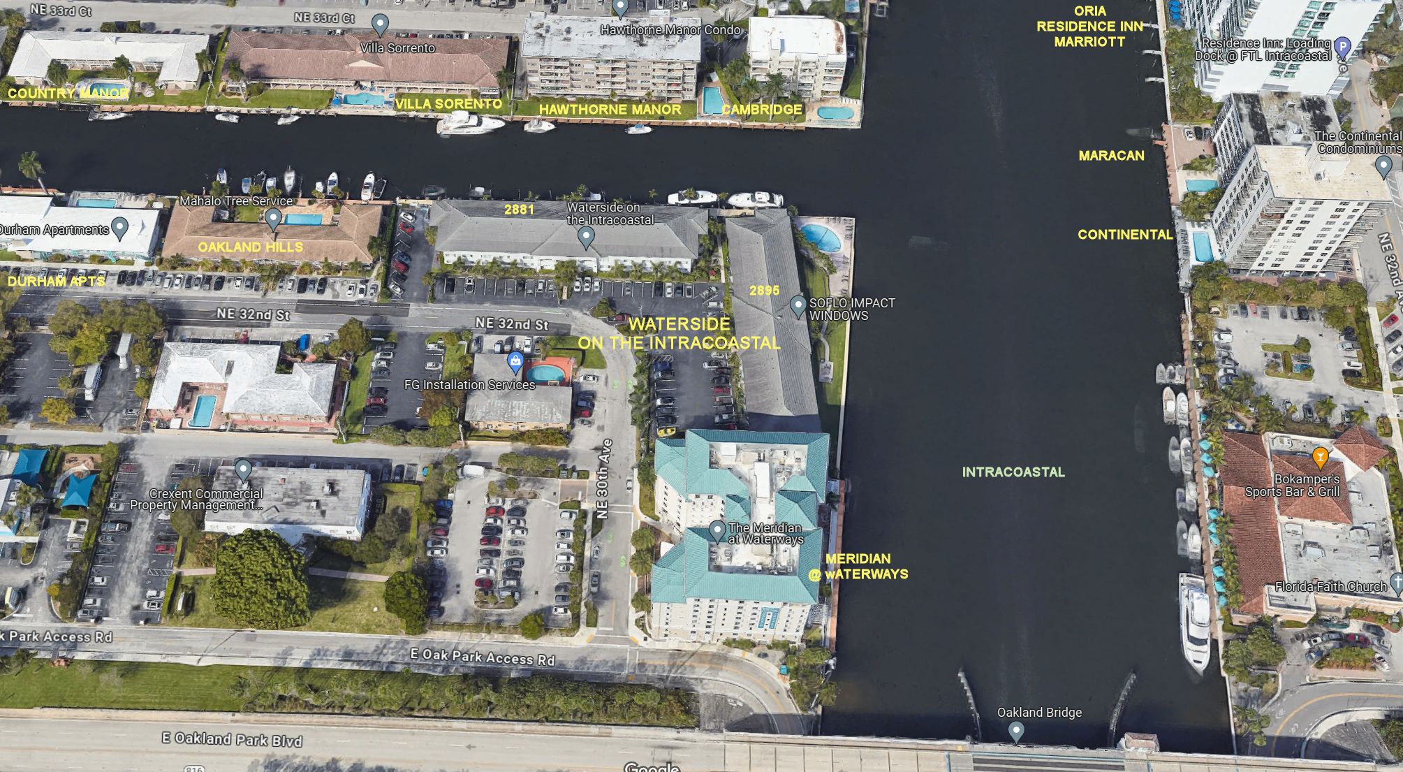 Aerial photo of Waterside on the Intracoastal